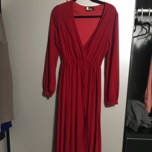 Red Lulus long sleeve gown